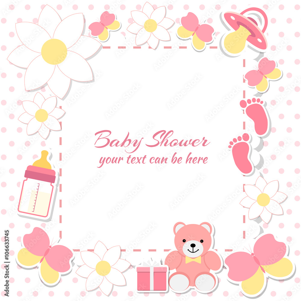 Baby shower girl, invitation card