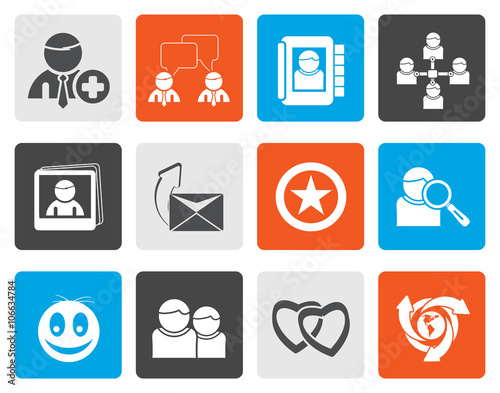 Flat Internet Community and Social Network Icons - vector icon set