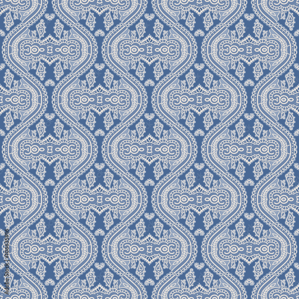 Seamless Paisley Pattern.
Hand drawn ornamental wallpaper or textile pattern with Paisley motives.
 