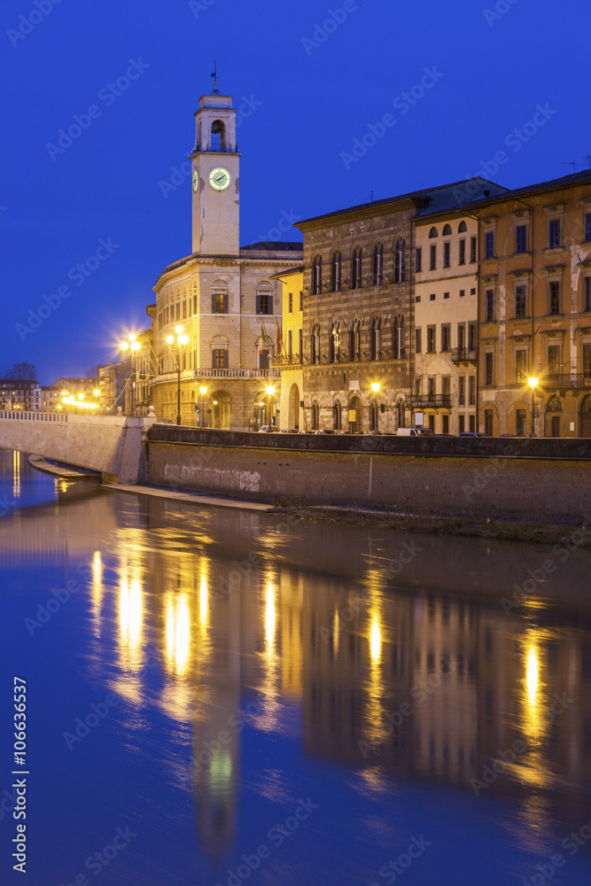 Pisa architecture with the clock tower