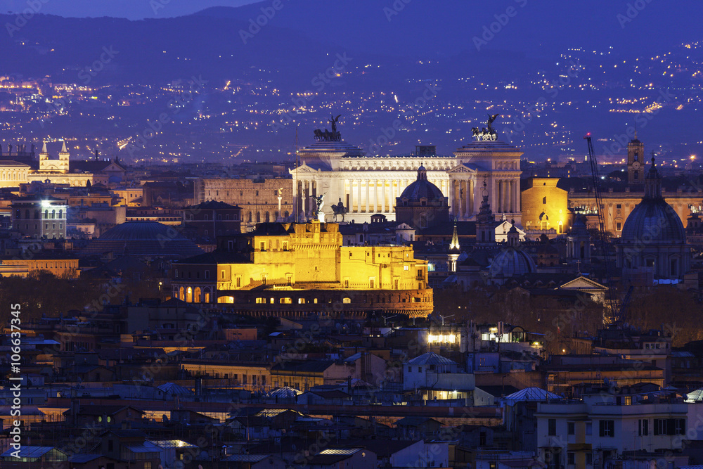 Rome panorama with Monument of Vittorio Emanuele II 