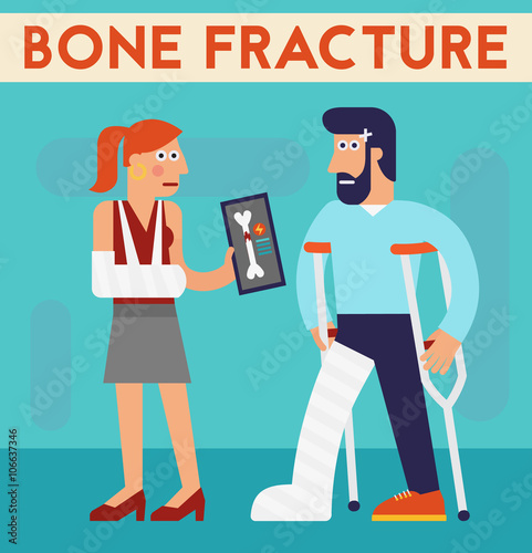 Bone fracture vector character cartoon illustration