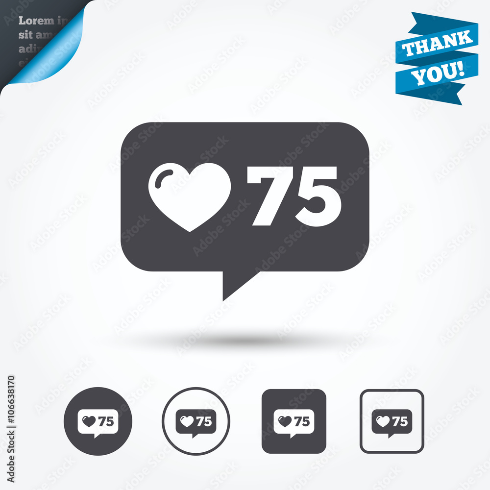 Like counter icon. Notification speech bubble. Like counter icon. Notification speech bubble.