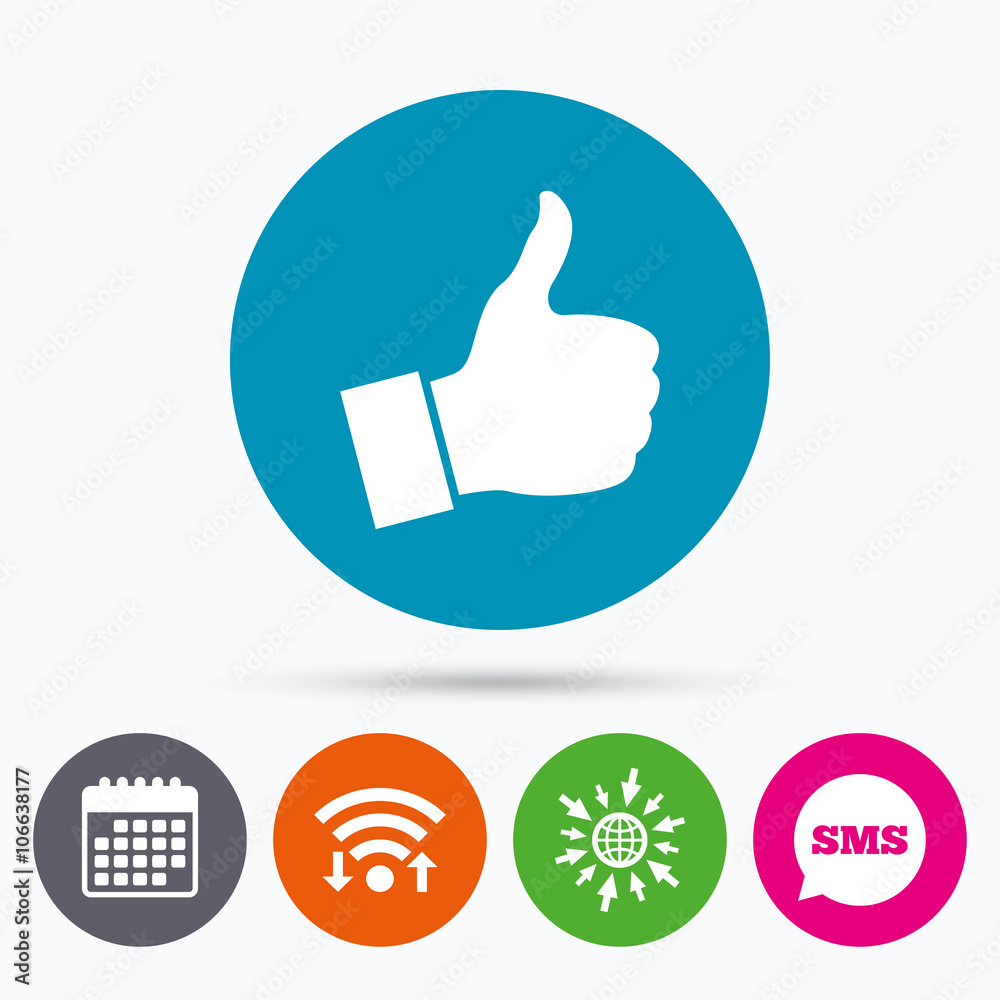 Like sign icon. Hand finger up symbol. Like sign icon. Hand finger up symbol.