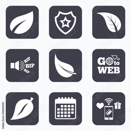 Leaf icon. Fresh natural product symbols.