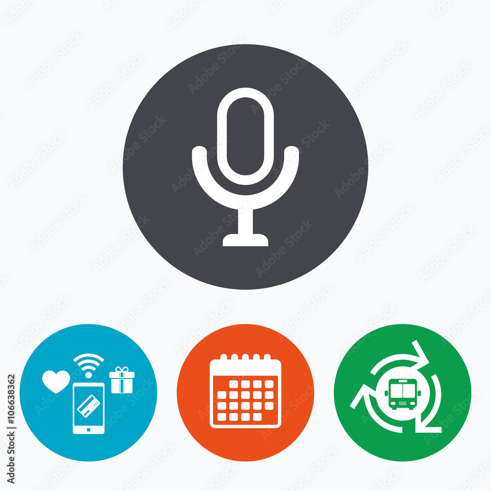 Microphone icon. Speaker symbol. Live music sign Microphone icon. Speaker symbol. Live music sign