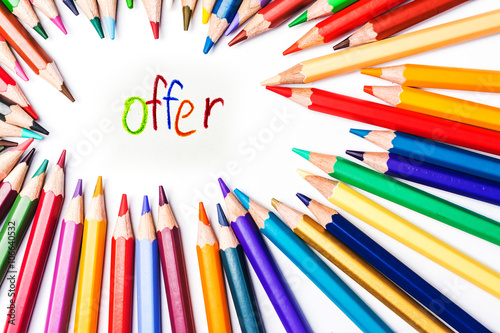 Offer drawing by colour pencils