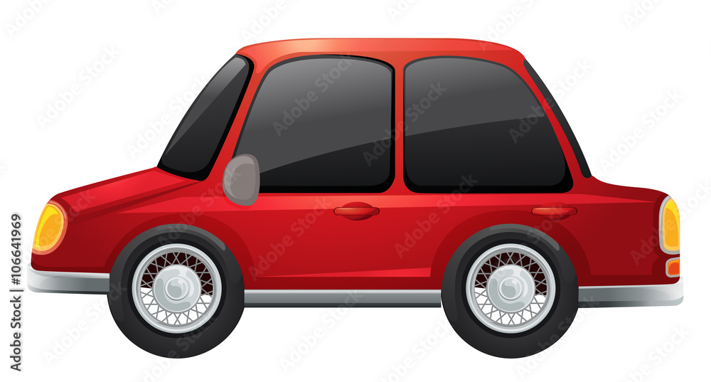 Red car on white background