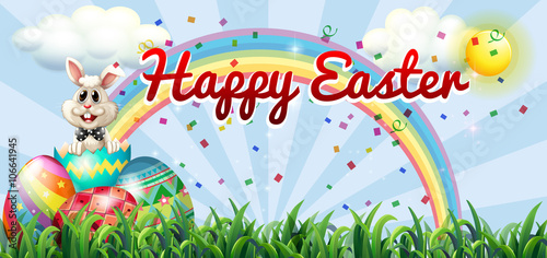 Happy easter with rabbit and egg