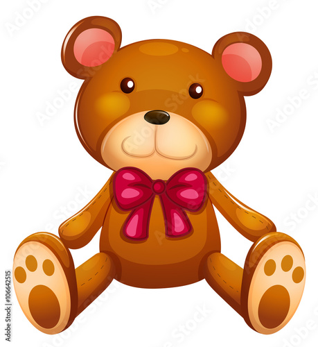 Cute teddy bear with red ribbon
