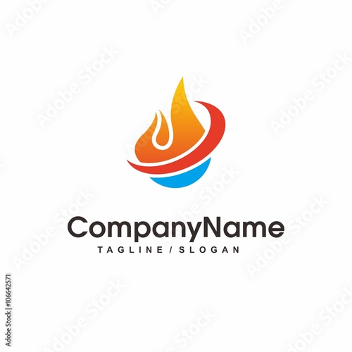 Water Fire Flame Logo design vector