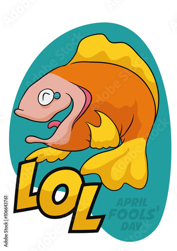Happy Fish Laughing of April Fools' Pranks, Vector Illustration