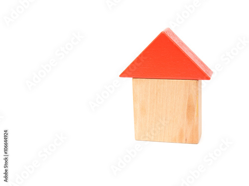 toy blocks shape like a house on white background