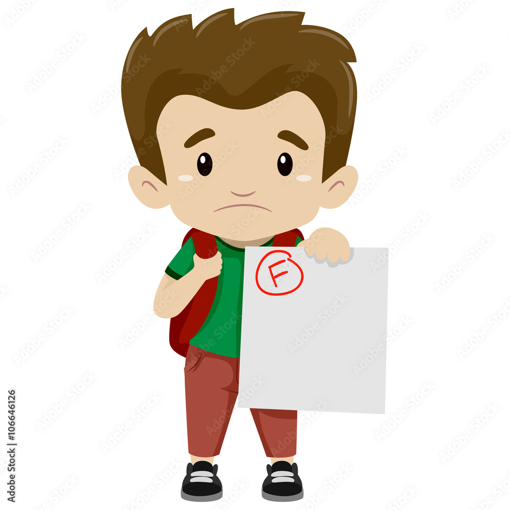 Vector Illustration of a Boy showing his Failed Exam Vector Illustration of a Boy showing his Failed Exam