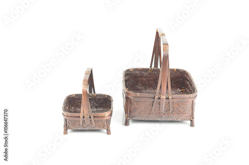 texture of  brown bamboo  basket big and small