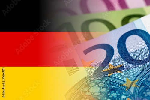 germany flag with euro banknotes