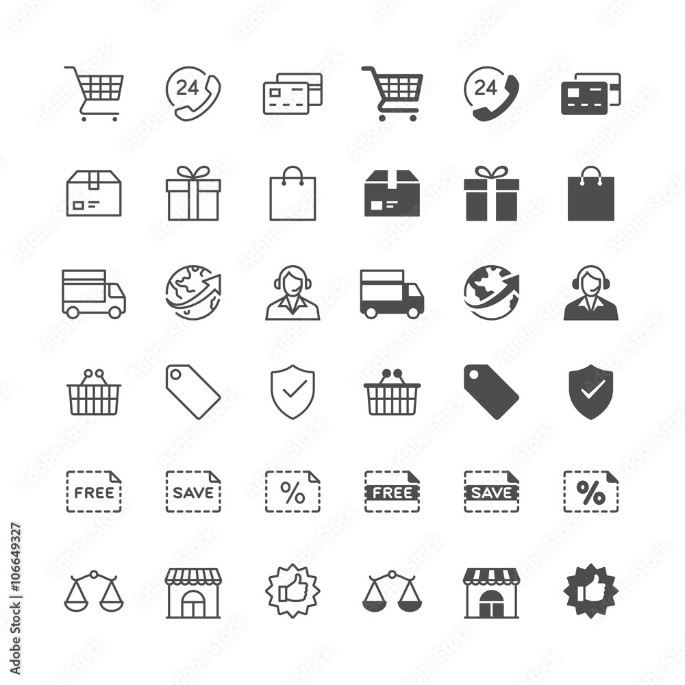 E-commerce icons, included normal and enable state. E-commerce icons, included normal and enable state.