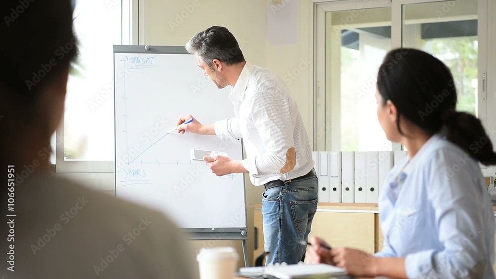 Business people attending marketing presentation