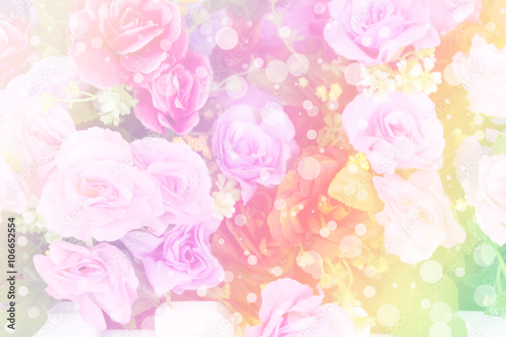 Soft focus Sweet pastel color of rose flowers, digital effect for background