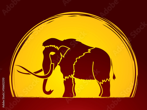 Mammoth designed on moonlight background graphic vector.