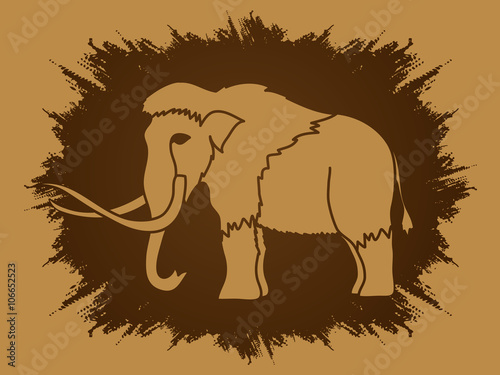 Mammoth designed on grunge frame background graphic vector.