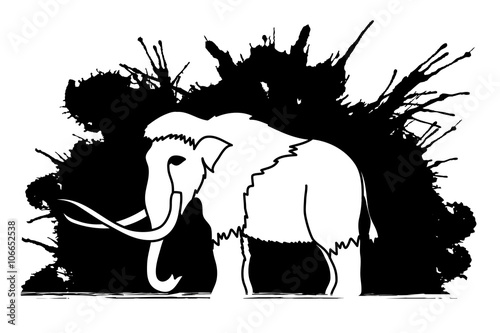 Mammoth designed on grunge ink background graphic vector.