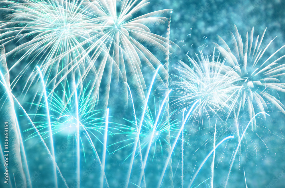 Fototapeta premium Abstract fireworks and bokeh background .
