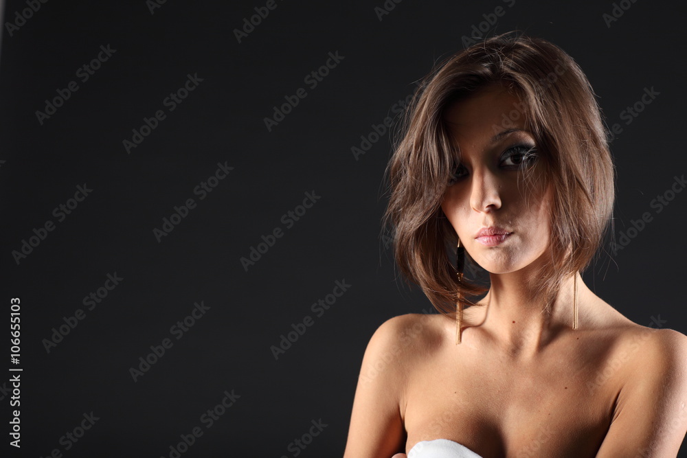 Beautiful girl on black background Beautiful girl on black background