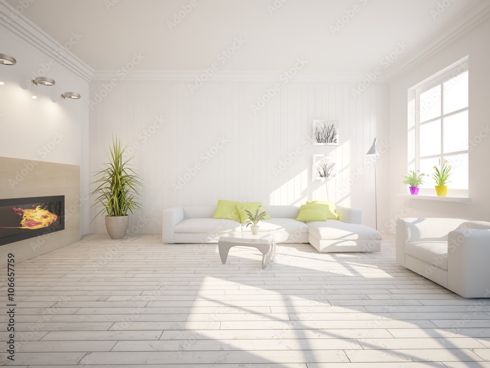 Fototapeta premium White modern interior design 