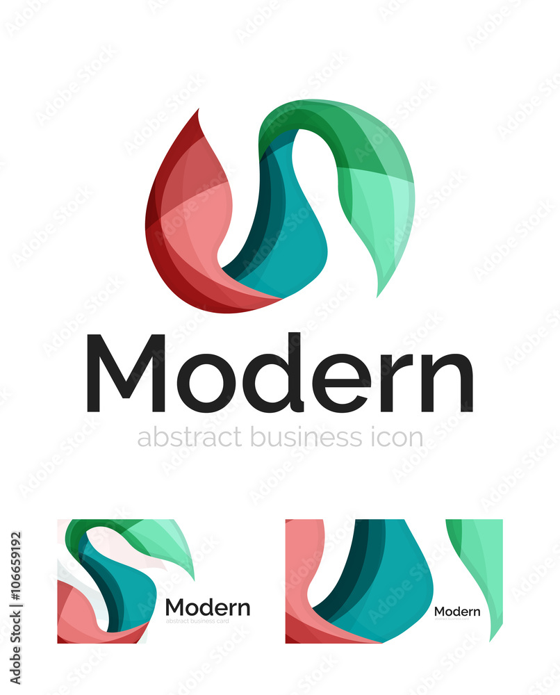 Vector abstract ribbon logo with business card identity design Vector abstract ribbon logo with business card identity design