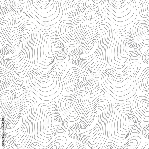 Heights map black contour, seamless pattern