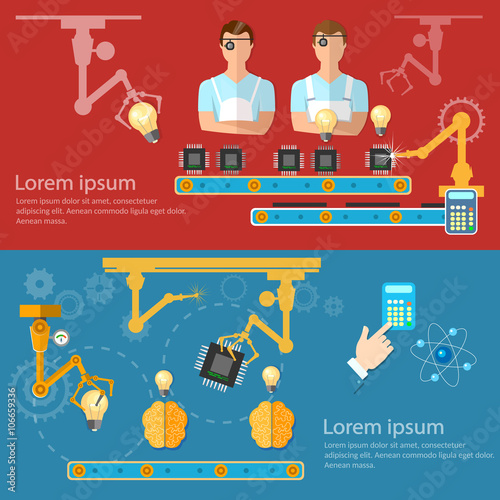 Industrial automated modern technology banner assembly line