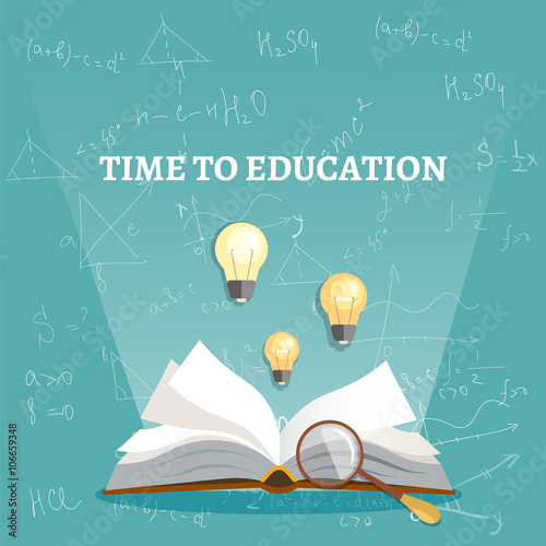 Education beam of light from an open book