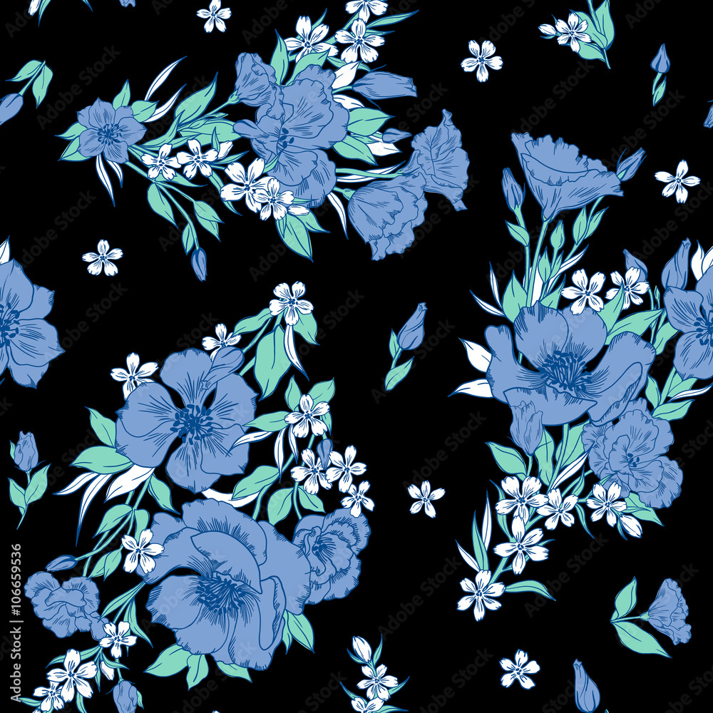 custom made wallpaper toronto digitalseamless beautiful hand drawn anemone flowers in buckets with little ditsy pattern, summer colorful background allover print