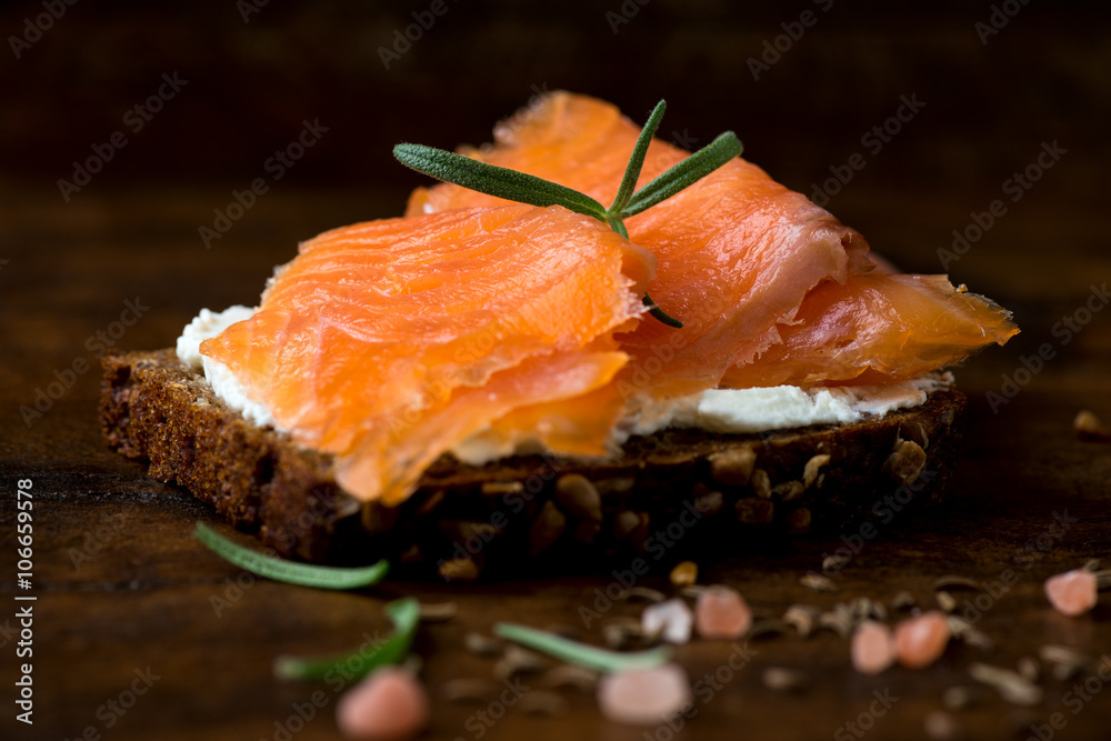 Cream cheese smoked salmon and bread
