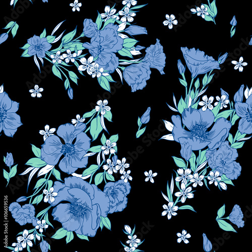 Wallpaper Mural seamless beautiful hand drawn anemone flowers in buckets with little ditsy pattern, summer colorful background allover print Torontodigital.ca