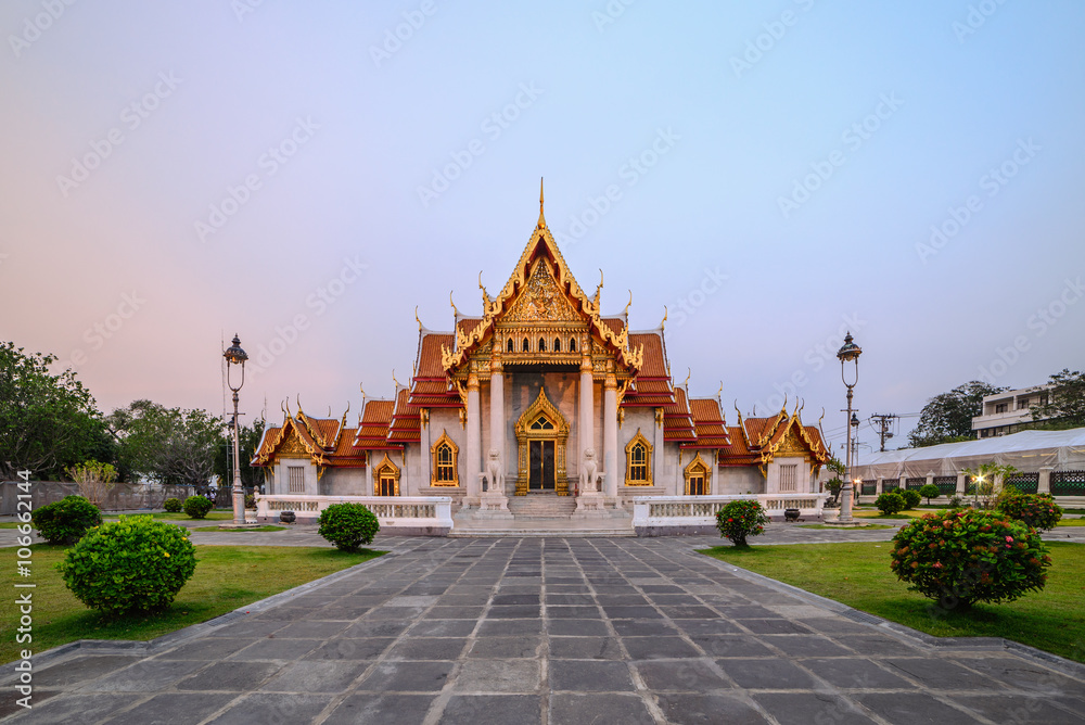 Wat Benchamabophit, famous public temple in Bangkok Thailand.