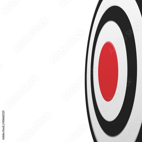 From one side view of black round target with red center