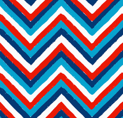 Papier peint photo Chevron patrons Motif chevrons bleu blanc rouge  © amovitania