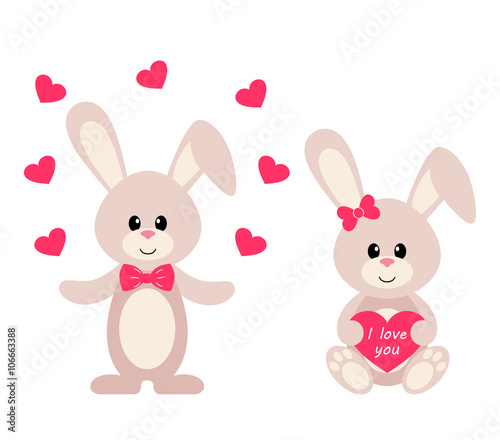 bunny with hearts vector set © julia_january
