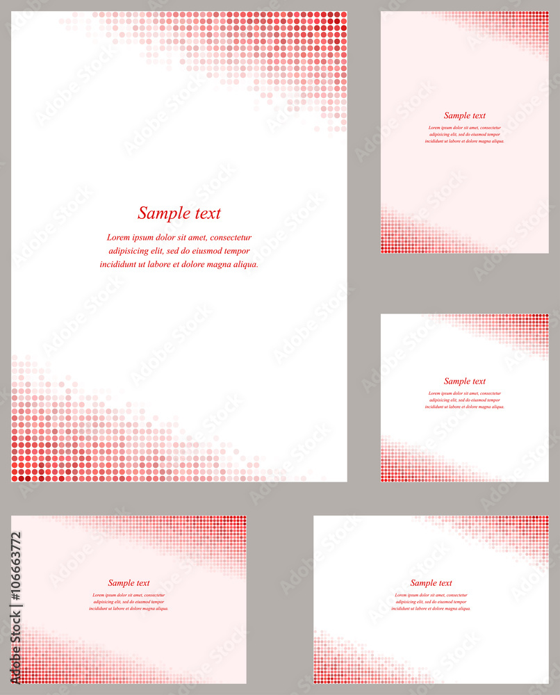 Fototapeta premium Red circle mosaic page corner design set