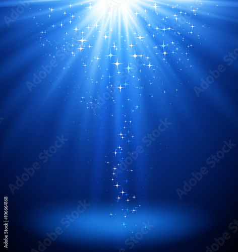 Abstract magic  light background. Blue holiday burst