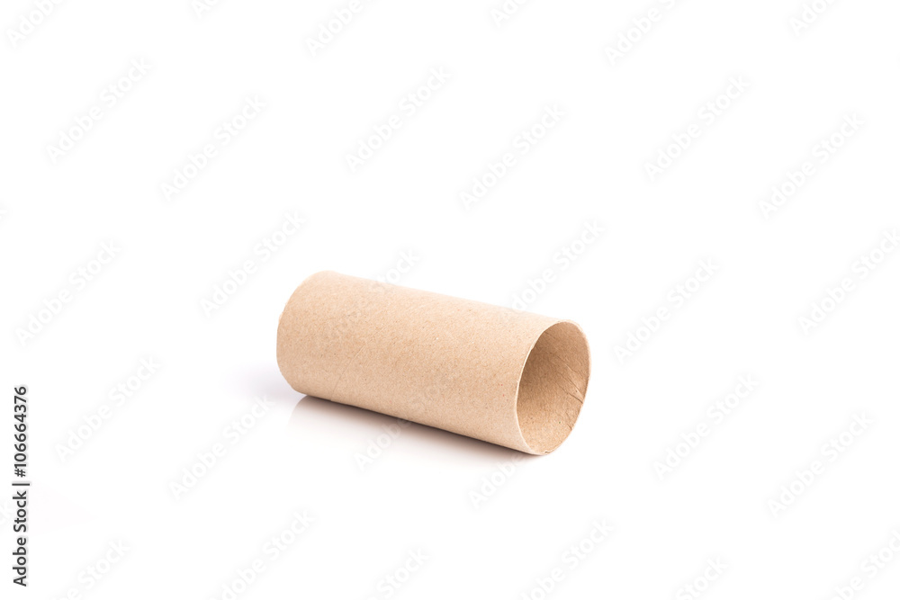 Paper tube of toilet paper isolated on white
