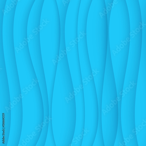 Seamless Wave Pattern. Curved Shapes Background. Regular Blue Texture