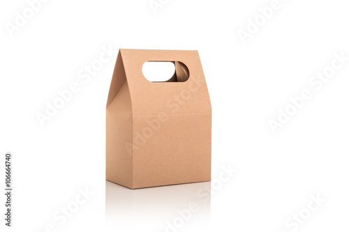 Close up brown paper bag isolated on white