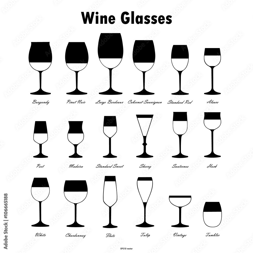 Wine glass silhouettes vector set Wine glass silhouettes vector set