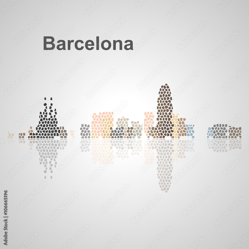Barcelona skyline for your design - obrazy, fototapety, plakaty 