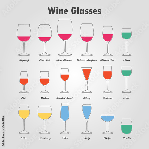 Wine glass silhouettes vector set