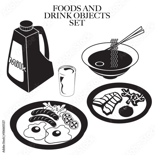 food drink black white set D