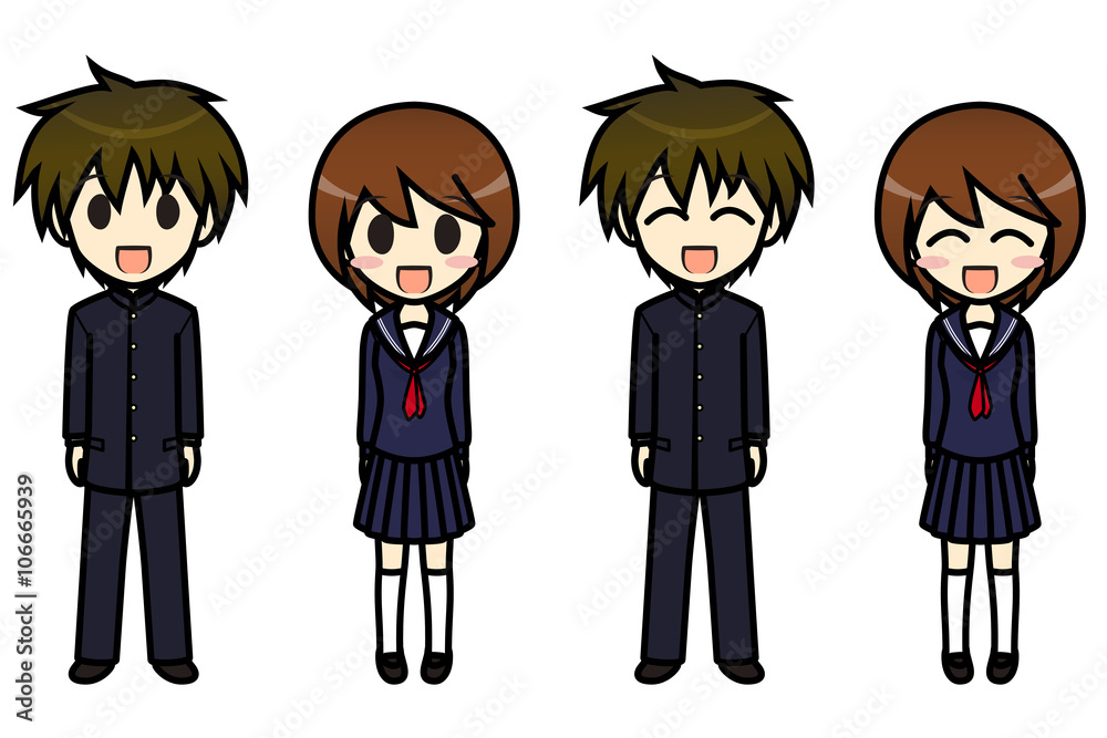 シンプルキャラクター 会話・表情イラスト集 中学生 男女 直立ポーズ シンプルキャラクター 会話・表情イラスト集 中学生 男女 直立ポーズ